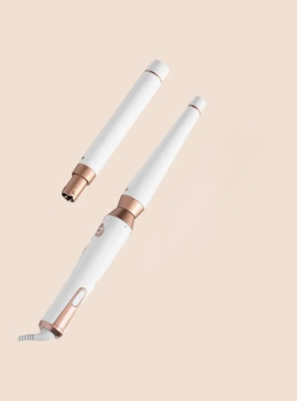 T3 Interchangeable Curling Wand w/ 2 Barrels | White + Rose Gold